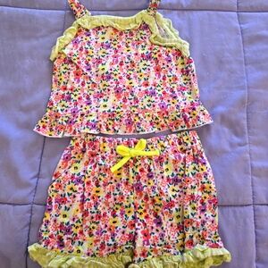 2T Girls Summer Flowery Tank/Short Set